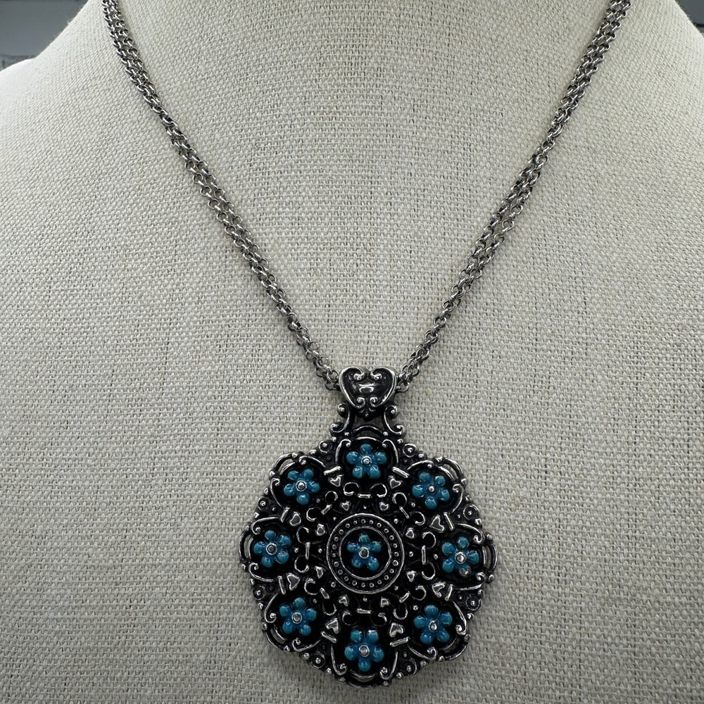 Brighton Silver Necklace with Blue Accents